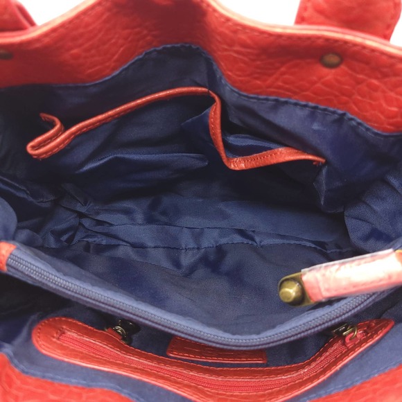 New Jessica Simpson Ruffle Purse Vegan Leather Handbag Red w/ Crossbody Strap - Picture 6 of 11